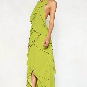 Nasty Gal Tiers Fall Down Maxi Dress in Lime Green